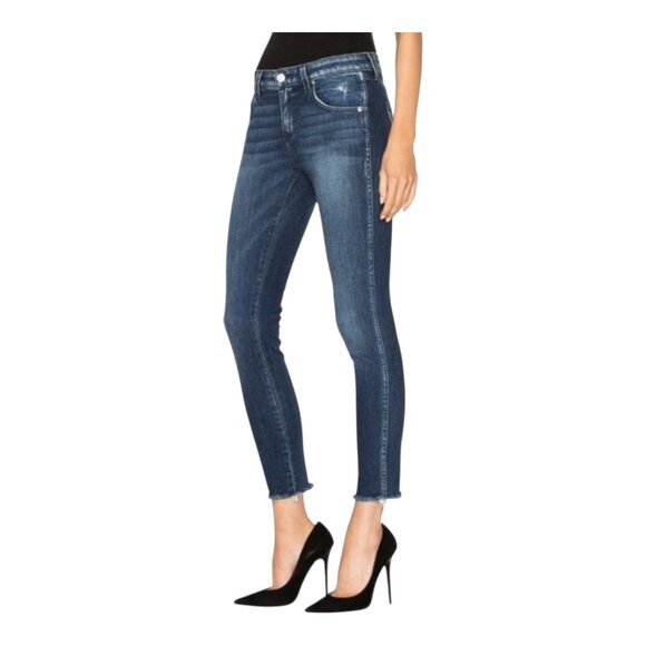 AMO Stix Crop Frayed Hem Mid-rise Skinny Jeans in Sweetheart Wash Women's 27 - Picture 4 of 10